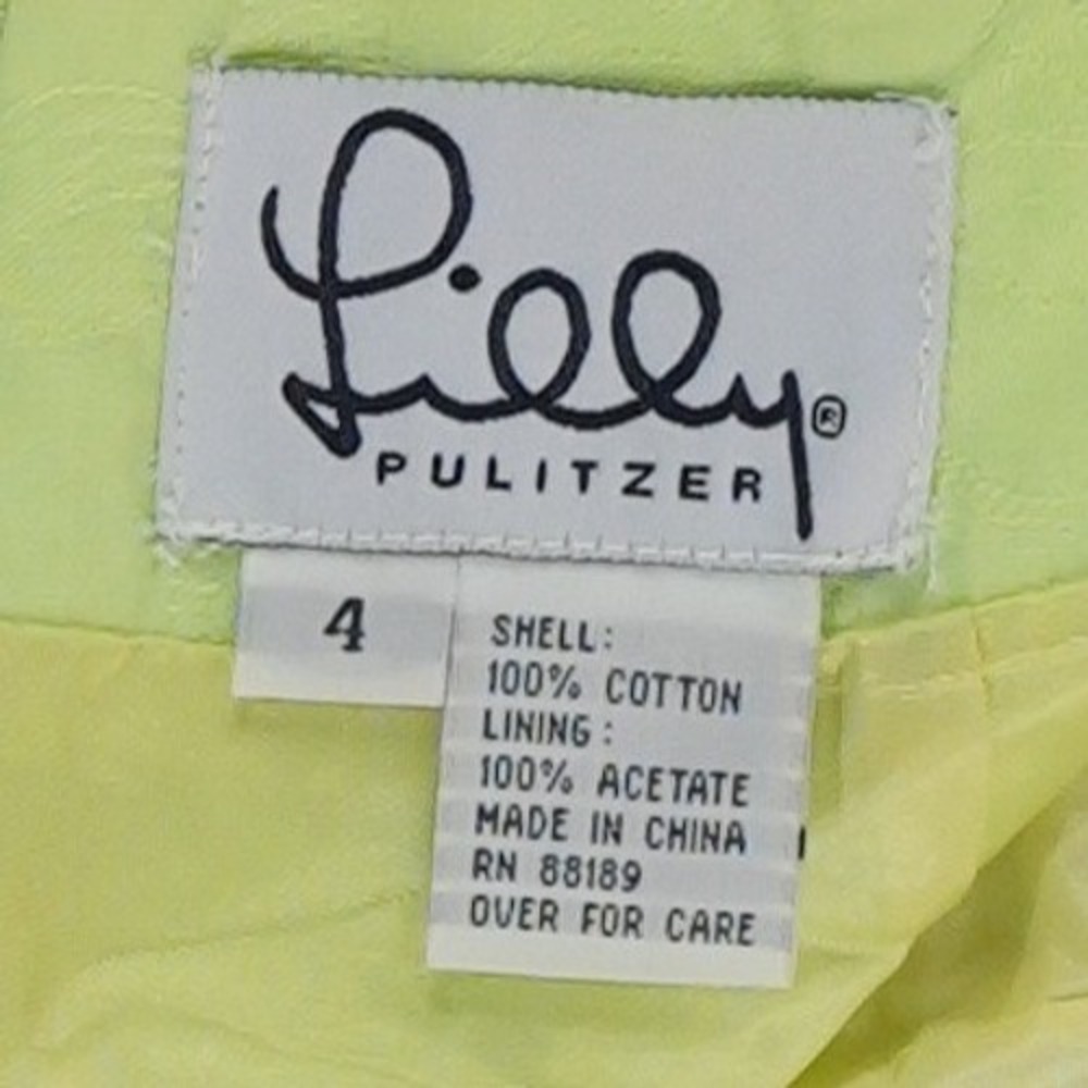 Lilly Pulitzer 100% Cotton Mini Skirt Women's Size 4 Lime Green Scalloped Hem - Picture 3 of 5
